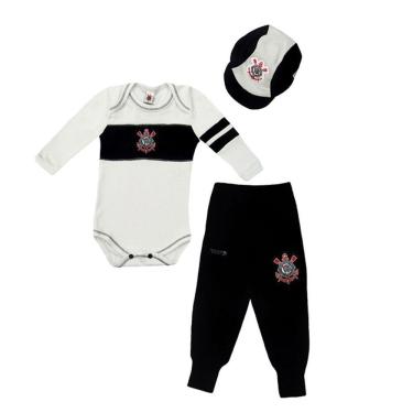 Imagem de Kit Body Manga Longa Corinthians Culote e Boné G Unissex