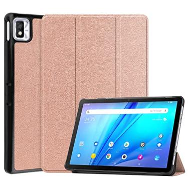 Imagem de For TCL Tab 10s Three-folding Holder Custer Texture Leather Tablet Case