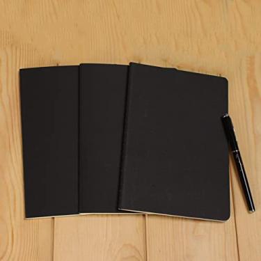 Imagem de Caderno de papel em branco retrô A6 diário caderno de esboços em branco para pintura grafite desenho capa preta 80 páginas escritório papelaria escolar, a5,2 peças