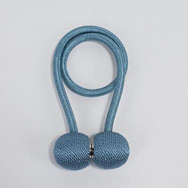 Imagem de Fivela de cortina de bola de pérola magnética fivela de cortina traseira de renda fivela de gancho de barra gancho acessórios de decoração para casa, azul claro, 2 peças