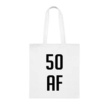 Imagem de Sacola 50 Af, presente 50 Af, bolsa de ombro 50 Af, sacos reutilizáveis 50 Af, ideia de presente de cesta de Natal de aniversário, presente para ela, presente para ele, bolsa feminina, Branco