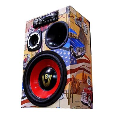 Imagem de Caixa Ativa Radio Bluetooth Usb Residencial + Modulo Taramps América Compet Vermelho