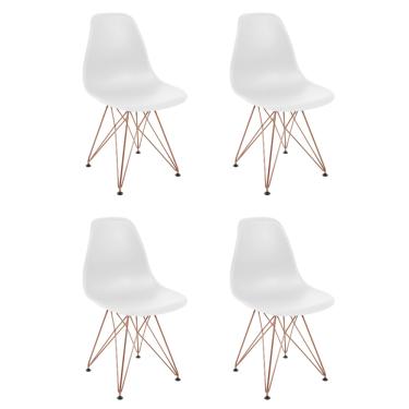 Imagem de Kit 4 Cadeiras Eames Design Eiffel Jantar Branca Ferro Cobre