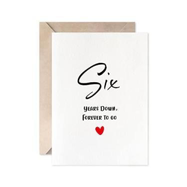 Imagem de Cartão de aniversário de 6 anos, seis anos para sempre, cartão de casamento romântico de dia dos namorados para marido esposa