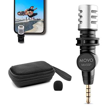 Imagem de Movo MA5SP Microfone de espingarda TRRS de 3,5 mm para iPhone ou dispositivos Android – Microfone omnidirecional para telefone com rotação de 180° – Mini microfone de viagem para smartphone para vídeo, vlogging, entrevistas, viagens