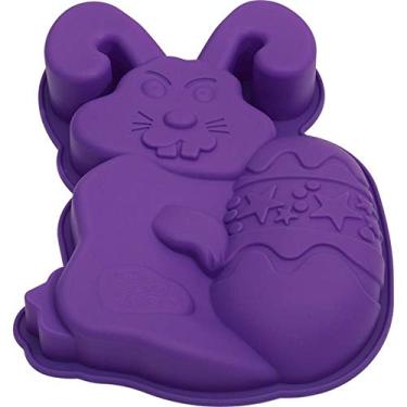 Imagem de Zavaca Coelhinho da páscoa de tamanho grande com forma de bolo de ovo de páscoa 3D de silicone para festas de fim de ano de Páscoa (cor aleatória)