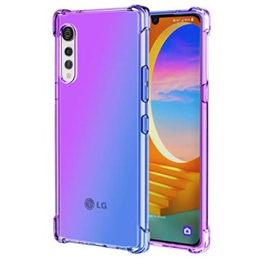 Imagem de Vokuha Capa para LG Velvet/LG Velvet 5G LM-G900, capa protetora de telefone traseira de TPU flexível à prova de choque fina gradiente transparente fofa para LG Velvet (roxo/azul)