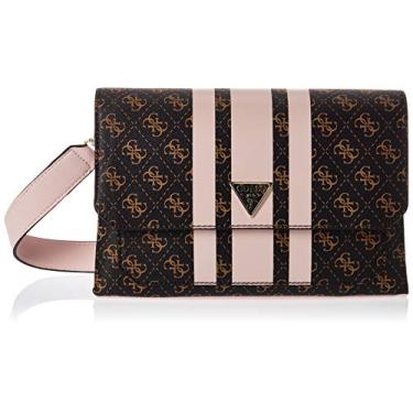 Imagem de GUESS Bolsa de ombro Ambrose com aba, Logotipo de blush marrom, One Size