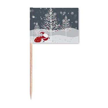 Imagem de mas Papai Noel floco de neve árvore palito de dente bandeiras marcadoras decoração de festa