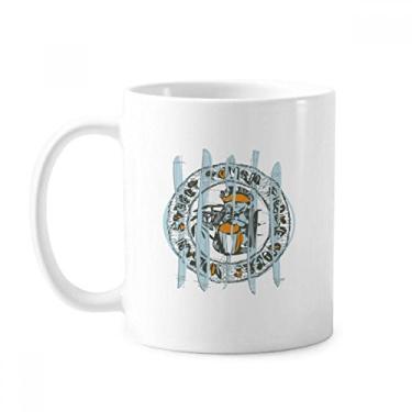 Imagem de Caneca de cerâmica com estampa de desenho animado abstrato de animais xícara de porcelana de café