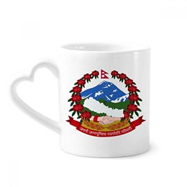 Imagem de Caneca com emblema nacional do Nepal da Ásia Caneca de café cerâmica copo de coração de vidro