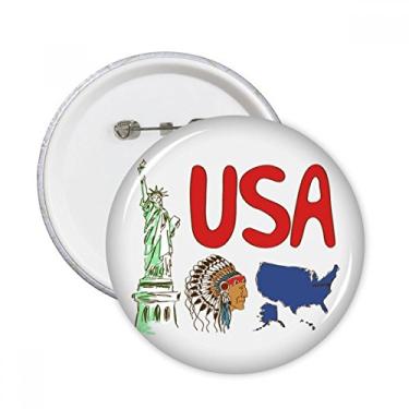 Imagem de Emblema de símbolo nacional dos Estados Unidos padrão de marco redondo pinos emblema de botão decoração acessório 5 peças