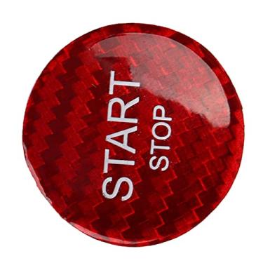 Imagem de Tampa do botão Start Stop, tampa do interruptor do botão Start Stop do motor, substituição da etiqueta do interruptor de ignição de fibra de carbono para Peugeot 408 308S 508, Citroen(Vermelho)