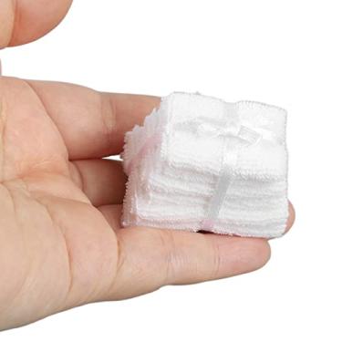 Imagem de Pilha Toalha Branca Casa Bonecas, 1/12 Toalhas Banheiro Em Miniatura, Casa Bonecas Decoração Casa Bonecas Tapete Toalha Pilha Branca Mobília Banheiro Produtos Higiene Pessoal