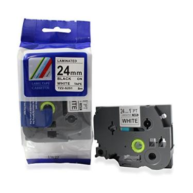 Imagem de Fita Compatível TZ-S251 Tze-S251 Branca 24mm Adesivo Extra Forte para Rotulador Brother PT-9500PC PT-9700PC