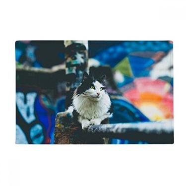 Imagem de DIYthinker Animal Lazy Cat Fotografia Tapete Tapete antiderrapante para porta de banheiro