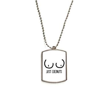 Imagem de Colar de aço inoxidável Just Coconuts com pingente de identificação para cães com desenho divertido