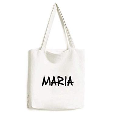 Imagem de Bolsa de lona com escrita especial e nome inglês MARIA sacola de compras bolsa casual