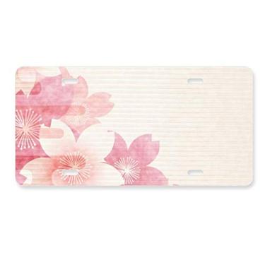 Imagem de DIYthinker Sakura Flower Pink Pattern Japan placa de carro decoração de aço inoxidável acessório