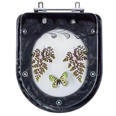 Imagem de Tampa para Vaso Deca Carrara Preto com Borboleta Verde