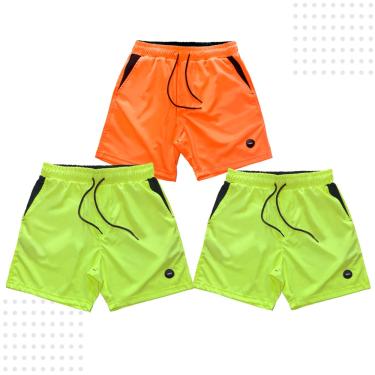 Imagem de Bermuda Shorts Masculino Treino Praia Verão Academia Kit c3 2 amarelo 1 laranja