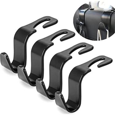 Imagem de Ganchos para encosto de cabeça para assento de carro, pacote com 4 organizadores de armazenamento para bolsa, casaco, bolsas de mercearia (Carlink-Black)
