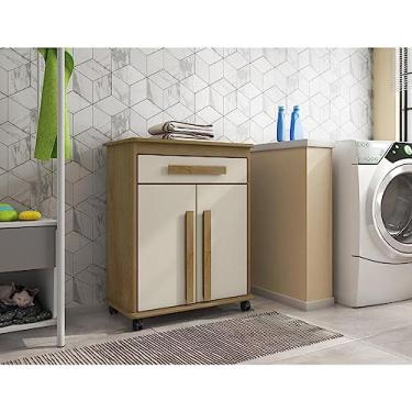 Imagem de Armário Multiuso 2 Portas 1 Gaveta com Rodízios Chile Cinamomo/off White