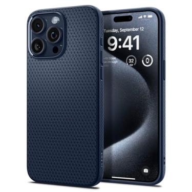 Imagem de Capa Spigen para iPhone 15 Pro, Liquid Air projetada para Apple iPhone 15 Pro - Azul Marinho