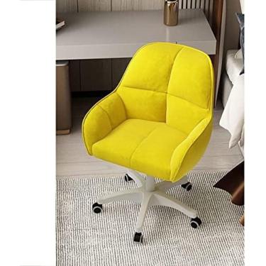 Imagem de Cadeira De Vaidade De Veludo, Cadeira Estofada Para Escritório Em Casa, Poltrona Ergonômica Com Altura Ajustável, Cadeira De Computador Tufada Moderna Para Sala De Estar, Quarto,Amarelo,55x36-46cm
