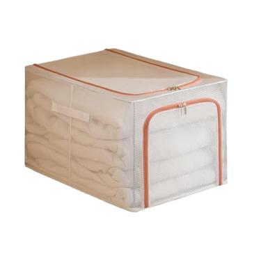 Imagem de Guarda-roupa de grande capacidade com bolsos costurados, guarda-roupa organizado em PVC, caixa de armazenamento de roupas dobrável em camadas - rosa raiz de lótus 49# (47 * 35 * 30 cm)