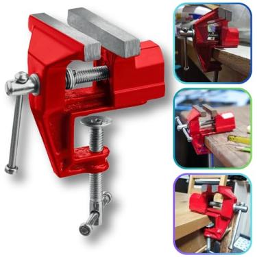 Imagem de Mini Torno Morsa 40mm 1.1/2 Pol Base Fixa de Bancada Mesa Portátil Aço Precisão Madeira Metal