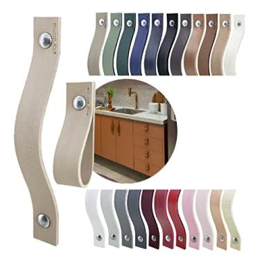 Imagem de Puxador Alça Full Parafuso para Móveis Armário Guarda Roupa Gaveta Porta Baús Caixas Bandeja Cesto Tábua Cor Textura de Couro (Fendi)