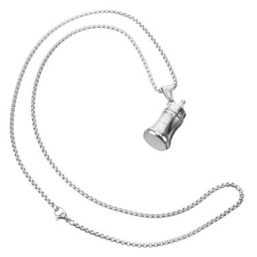 Imagem de COLLBATH colar de frasco de perfume um colar medalhão colar brilhante colar de garrafa para líquido Aço inoxidável cadeia de pérolas corrente de suéter pingente mulheres Aço de titânio