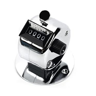 Imagem de Othmro Contador de contagem manual Plasitc contador de 4 dígitos contadores mecânicos de palma contador contador de mão contador de contador portátil para fileiras, pessoas, golfe, colo e tricô, rosa