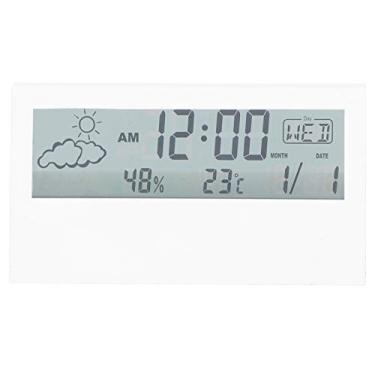 Imagem de Relógio digital de parede, relógio digital, mostrador grande, relógio eletrônico multifuncional com visor de temperatura e umidade para quartos