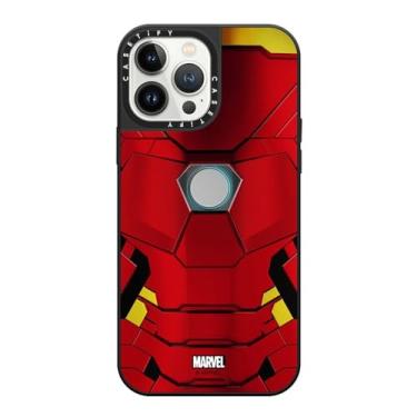 Imagem de CASETiFY Capa espelhada para iPhone 13 Pro Max [Iron Man Co-Lab/Reflexiva/Proteção contra quedas de 1,5 metros/Compatível com Magsafe] - Capa de terno do Homem de Ferro - Prata em Preto