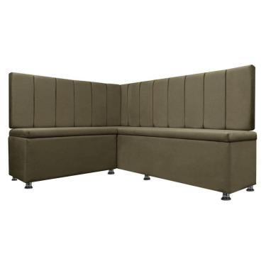 Imagem de Kit Canto Alemão Liso 4 Lugares com Baú Veludo Marrom 1,25x1,60m SOFA STORE