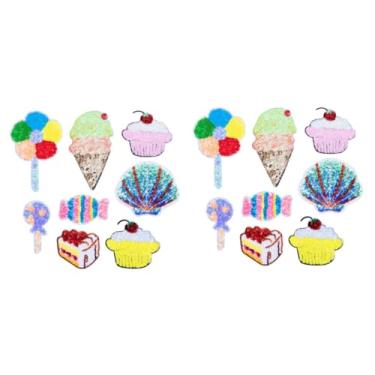 Imagem de Operitacx 16 Peças lantejoulas bordado pano remendo lantejoulas adesivos remendo roupas aplique glitter decorativo sorvete acessórios pano remendo pano charme multicolorido