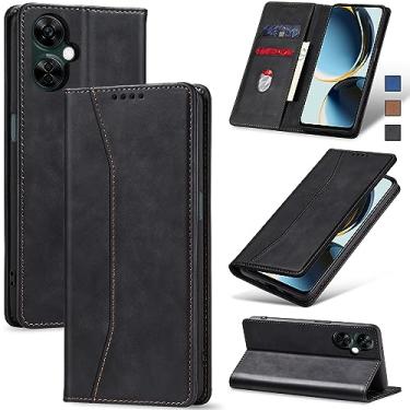 Imagem de Jasonyu Flip Carteira Capa para OnePlus Nord N30 5G,Capinha Folio Magnética de Couro com Suporte para Cartão,Suporte para Chute - Protetora Durável de TPU à Prova de Choque para Telefone,Preto