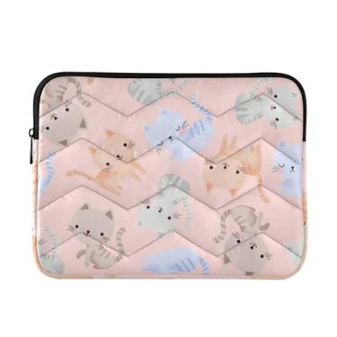 Imagem de Capa para laptop, ilustração, arte, gatos, rosa, azul, bolsa de armazenamento portátil de 33 a 14 polegadas, bolso para notebook para laptop