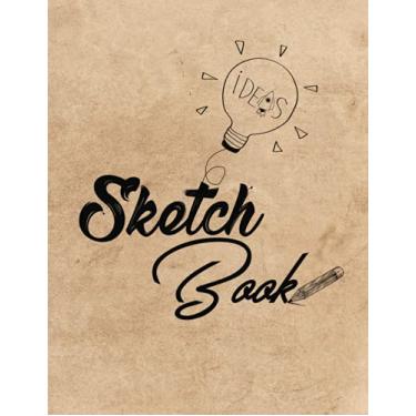 Imagem de Sketch Book: Large Notebook Kraft for Drawing, Doodling or Sketching, Painting : 120 Pages White, 8.5" x 11". inches. like wooden background cover ... magazine cover paperback for Kids & Adults