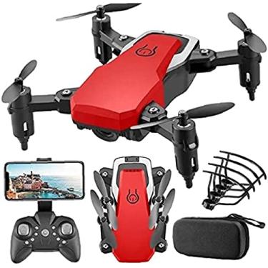 Imagem de Mini drone dobrável com câmera, helicóptero de controle remoto, quadricóptero RC sem cabeça, vermelho, bolsa de armazenamento 4K