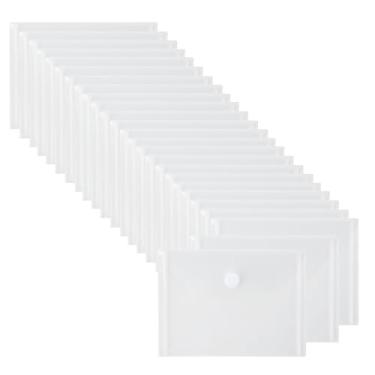 Imagem de 4 x 6 envelopes de plástico transparente com fecho de gancho e laço para recibo de cupom, 30 peças