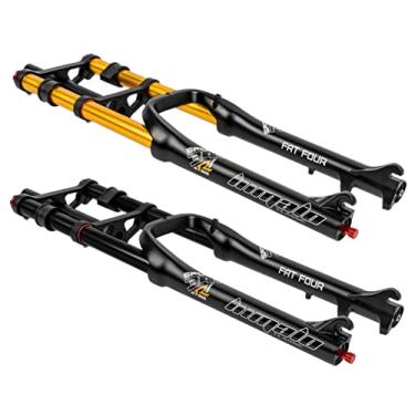 Imagem de MZP Garfo dianteiro E-Bike 66.0 cm MTB bicicleta de freio a disco 1-1/20.3 cm steerer bicicleta garfo de suspensão 170 mm viagem amortecimento de ar para pneu gordo 10.2 cm QR ATB/BMX (cor: preto