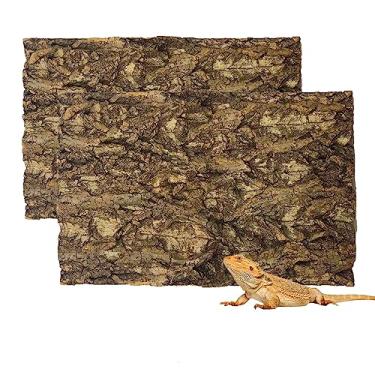 Imagem de Tfwadmx 2 peças Terrário Cortiça Casca de Fundo Réptil Tanque Árvore Pano de Fundo Decoração de Parede Habitat Tapete de Escalada Decoração para Lagarto, Tartaruga, Lagartixa, Dragão Barbudo, Sapo, Camaleão e Aranha (M)