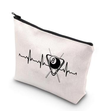 Imagem de BDPWSS Bolsa de cosméticos de bilhar para jogadores de bilhar, presente para amantes de bilhar, presentes de sinuca com 8 bolas, bolsa com zíper para presentes de jogador de bilhar, Bola 8 sacos