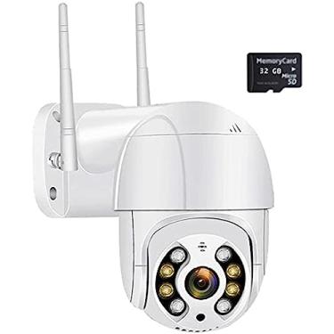 Imagem de Câmeras externas 4K para segurança doméstica, WiFi Outdoor PTZ Cam 5MP HD Video Vigilância Rastreamento automático sem fio, cartão micro SD de até 256 GB compatível, 2 MP adicionar cartão de