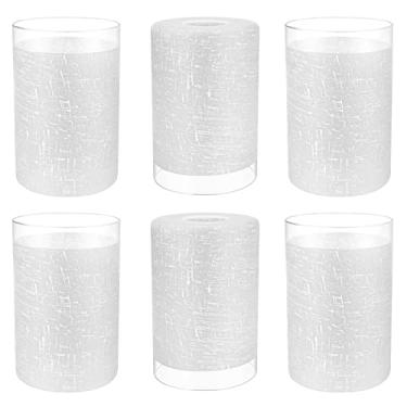 Imagem de Canomo 6 pacotes de abajur de vidro fosco de linho branco, globo de substituição de luminária cilíndrica de 15 x 10 cm com encaixe de 3,5 cm para candelabro de parede