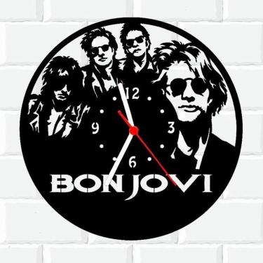 Imagem de Relógio Parede Vinil LP ou MDF Bon Jovi Rock 1