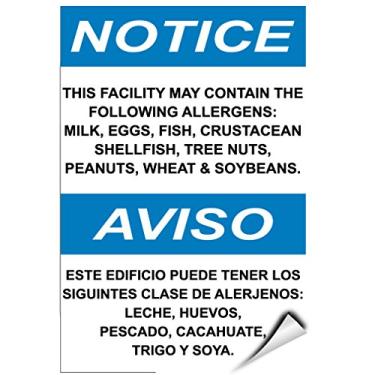 Imagem de Aviso Contain following Allergens: Milk Oggs Fish Nuts SOYA Etiqueta Decalque Adesivo 12,7 cm x 17,78 cm
